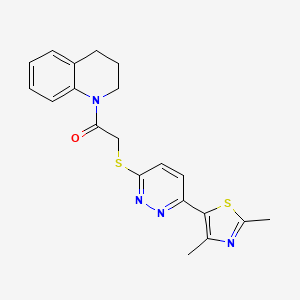 molecular formula C20H20N4OS2 B2626289 1-(3,4-二氢喹啉-1(2H)-基)-2-((6-(2,4-二甲基噻唑-5-基)哒嗪-3-基)硫代)乙酮 CAS No. 894008-85-6