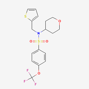molecular formula C17H18F3NO4S2 B2626290 N-(四氢-2H-吡喃-4-基)-N-(噻吩-2-基甲基)-4-(三氟甲氧基)苯磺酰胺 CAS No. 1798521-87-5