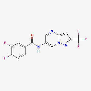 molecular formula C14H7F5N4O B2626295 3,4-difluoro-N-(2-(trifluoromethyl)pyrazolo[1,5-a]pyrimidin-6-yl)benzamide CAS No. 2034503-87-0
