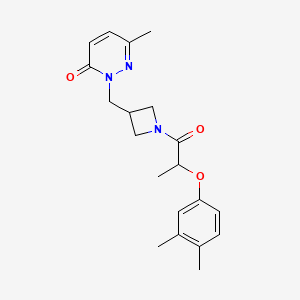molecular formula C20H25N3O3 B2626301 2-[[1-[2-(3,4-Dimethylphenoxy)propanoyl]azetidin-3-yl]methyl]-6-methylpyridazin-3-one CAS No. 2320576-35-8