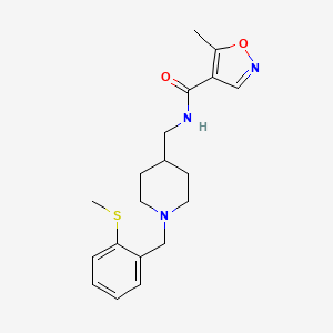 molecular formula C19H25N3O2S B2626304 5-methyl-N-((1-(2-(methylthio)benzyl)piperidin-4-yl)methyl)isoxazole-4-carboxamide CAS No. 1448037-49-7