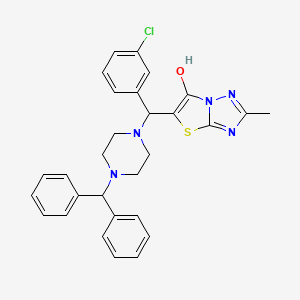 molecular formula C29H28ClN5OS B2626305 5-((4-Benzhydrylpiperazin-1-yl)(3-chlorophenyl)methyl)-2-methylthiazolo[3,2-b][1,2,4]triazol-6-ol CAS No. 851969-42-1