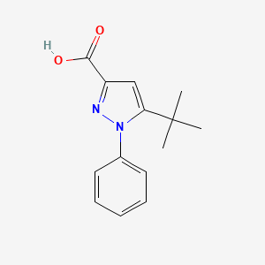molecular formula C14H16N2O2 B2626309 5-tert-Butyl-1-phenyl-1H-pyrazole-3-carboxylic acid CAS No. 286435-97-0