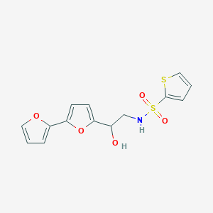 molecular formula C14H13NO5S2 B2626318 N-(2-{[2,2'-bifuran]-5-yl}-2-hydroxyethyl)thiophene-2-sulfonamide CAS No. 2309589-96-4