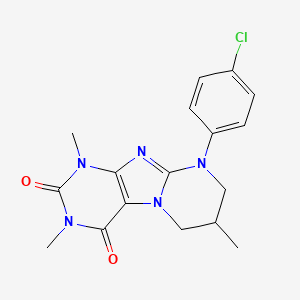 molecular formula C17H18ClN5O2 B2626327 9-(4-氯苯基)-1,3,7-三甲基-7,8-二氢-6H-嘌呤[7,8-a]嘧啶-2,4-二酮 CAS No. 862487-64-7