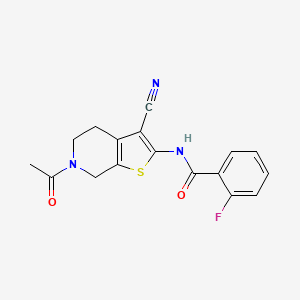molecular formula C17H14FN3O2S B2626335 N-(6-乙酰基-3-氰基-4,5,6,7-四氢噻吩并[2,3-c]吡啶-2-基)-2-氟苯甲酰胺 CAS No. 864858-94-6