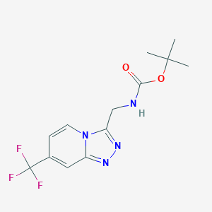 molecular formula C13H15F3N4O2 B2626340 Tert-butyl ((7-(trifluoromethyl)-[1,2,4]triazolo[4,3-a]pyridin-3-yl)methyl)carbamate CAS No. 2034157-52-1