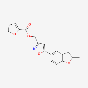 molecular formula C18H15NO5 B2626346 (5-(2-Methyl-2,3-dihydrobenzofuran-5-yl)isoxazol-3-yl)methyl furan-2-carboxylate CAS No. 1105244-78-7