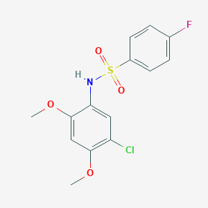 molecular formula C14H13ClFNO4S B262635 N-(5-chloro-2,4-dimethoxyphenyl)-4-fluorobenzenesulfonamide 