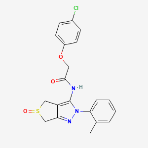 molecular formula C20H18ClN3O3S B2626355 2-(4-chlorophenoxy)-N-(5-oxido-2-(o-tolyl)-4,6-dihydro-2H-thieno[3,4-c]pyrazol-3-yl)acetamide CAS No. 958708-74-2