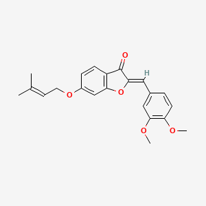 molecular formula C22H22O5 B2626357 (Z)-2-(3,4-dimethoxybenzylidene)-6-((3-methylbut-2-en-1-yl)oxy)benzofuran-3(2H)-one CAS No. 858762-15-9