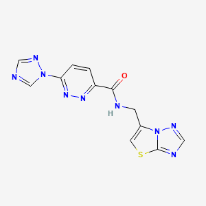 molecular formula C12H9N9OS B2626365 N-(噻唑并[3,2-b][1,2,4]三唑-6-基甲基)-6-(1H-1,2,4-三唑-1-基)吡啶-3-甲酰胺 CAS No. 1448033-54-2