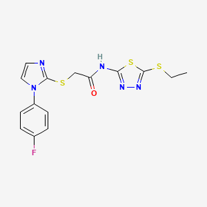 B2626370 N-(5-ethylsulfanyl-1,3,4-thiadiazol-2-yl)-2-[1-(4-fluorophenyl)imidazol-2-yl]sulfanylacetamide CAS No. 851132-70-2