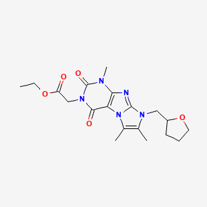 molecular formula C19H25N5O5 B2626371 乙酸2-(1,6,7-三甲基-2,4-二氧代-8-((四氢呋喃-2-基)甲基)-1H-咪唑并[2,1-f]嘌呤-3(2H,4H,8H)-基) CAS No. 896311-00-5
