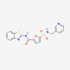 molecular formula C18H14N4O4S2 B2626375 N-(苯并[d]噻唑-2-基)-5-(N-(吡啶-3-基甲基)磺酰胺基)呋喃-2-甲酰胺 CAS No. 1170244-91-3