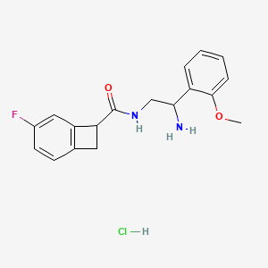 molecular formula C18H20ClFN2O2 B2626396 N-[2-Amino-2-(2-methoxyphenyl)ethyl]-4-fluorobicyclo[4.2.0]octa-1(6),2,4-triene-7-carboxamide;hydrochloride CAS No. 2418678-92-7