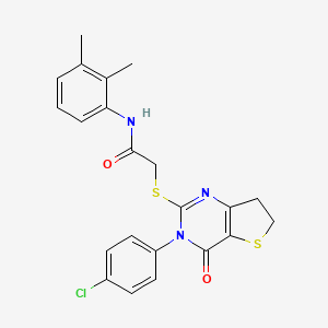 molecular formula C22H20ClN3O2S2 B2626403 2-[[3-(4-chlorophenyl)-4-oxo-6,7-dihydrothieno[3,2-d]pyrimidin-2-yl]sulfanyl]-N-(2,3-dimethylphenyl)acetamide CAS No. 687563-52-6