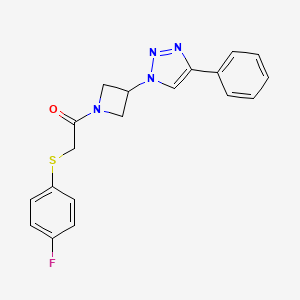 molecular formula C19H17FN4OS B2626411 2-((4-fluorophenyl)thio)-1-(3-(4-phenyl-1H-1,2,3-triazol-1-yl)azetidin-1-yl)ethanone CAS No. 1903607-22-6