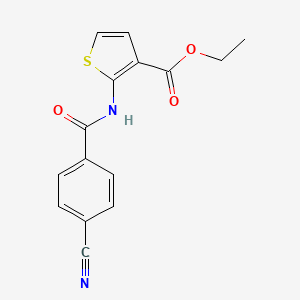 molecular formula C15H12N2O3S B2626412 Ethyl 2-(4-cyanobenzamido)thiophene-3-carboxylate CAS No. 864940-47-6