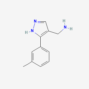 molecular formula C11H13N3 B2626417 [5-(3-甲基苯基)-1H-吡唑-4-基]甲胺 CAS No. 1511508-01-2