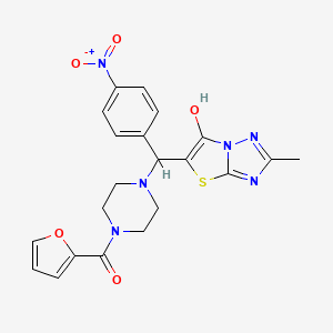 Furan-2-yl(4-((6-hydroxy-2-methylthiazolo[3,2-b][1,2,4]triazol-5-yl)(4-nitrophenyl)methyl)piperazin-1-yl)methanone