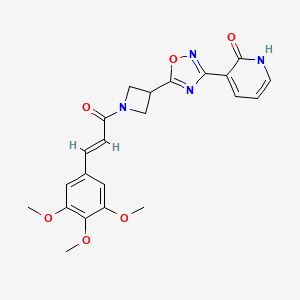 molecular formula C22H22N4O6 B2626432 (E)-3-(5-(1-(3-(3,4,5-trimethoxyphenyl)acryloyl)azetidin-3-yl)-1,2,4-oxadiazol-3-yl)pyridin-2(1H)-one CAS No. 1396890-95-1