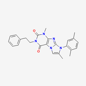 molecular formula C25H25N5O2 B2626436 8-(2,5-二甲基苯基)-1,7-二甲基-3-苯乙基-1H-咪唑并[2,1-f]嘌呤-2,4(3H,8H)-二酮 CAS No. 899726-82-0