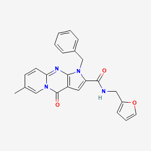 molecular formula C24H20N4O3 B2626440 1-benzyl-N-(furan-2-ylmethyl)-7-methyl-4-oxo-1,4-dihydropyrido[1,2-a]pyrrolo[2,3-d]pyrimidine-2-carboxamide CAS No. 900871-19-4