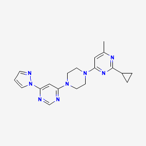 B2626446 2-Cyclopropyl-4-methyl-6-[4-(6-pyrazol-1-ylpyrimidin-4-yl)piperazin-1-yl]pyrimidine CAS No. 2415565-23-8