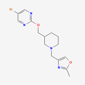 B2626447 4-[[3-[(5-Bromopyrimidin-2-yl)oxymethyl]piperidin-1-yl]methyl]-2-methyl-1,3-oxazole CAS No. 2380043-27-4