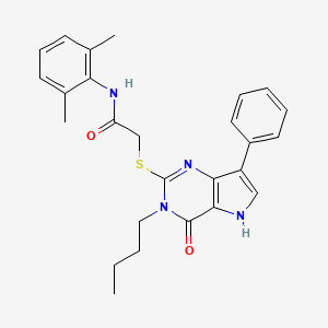 molecular formula C26H28N4O2S B2626465 2-[(3-丁基-4-氧代-7-苯基-4,5-二氢-3H-吡咯并[3,2-d]嘧啶-2-基)硫代]-N-(2,6-二甲苯基)乙酰胺 CAS No. 1260951-44-7