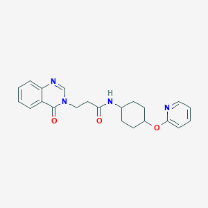 molecular formula C22H24N4O3 B2626470 3-(4-oxoquinazolin-3(4H)-yl)-N-((1r,4r)-4-(pyridin-2-yloxy)cyclohexyl)propanamide CAS No. 2034246-58-5