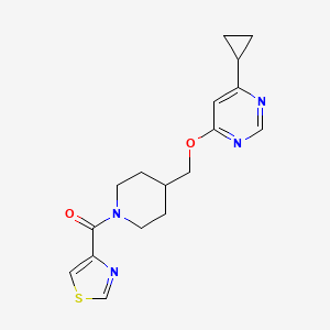 molecular formula C17H20N4O2S B2626471 (4-(((6-Cyclopropylpyrimidin-4-yl)oxy)methyl)piperidin-1-yl)(thiazol-4-yl)methanone CAS No. 2309217-63-6