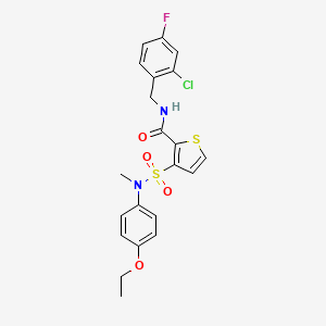 molecular formula C21H20ClFN2O4S2 B2626475 N-(2-氯-4-氟苄基)-3-[(4-乙氧苯基)(甲基)磺酰基]噻吩-2-甲酰胺 CAS No. 1251686-78-8