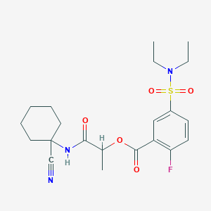 molecular formula C21H28FN3O5S B2626489 [1-[(1-Cyanocyclohexyl)amino]-1-oxopropan-2-yl] 5-(diethylsulfamoyl)-2-fluorobenzoate CAS No. 938721-57-4