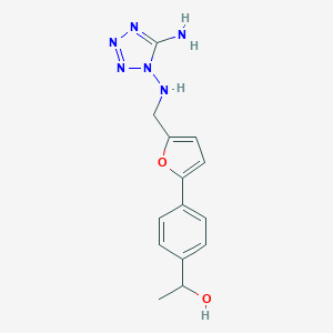molecular formula C14H16N6O2 B262650 1-[4-(5-{[(5-amino-1H-tetraazol-1-yl)amino]methyl}-2-furyl)phenyl]ethanol 
