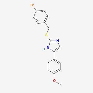 molecular formula C17H15BrN2OS B2626501 2-((4-bromobenzyl)thio)-5-(4-methoxyphenyl)-1H-imidazole CAS No. 942009-55-4