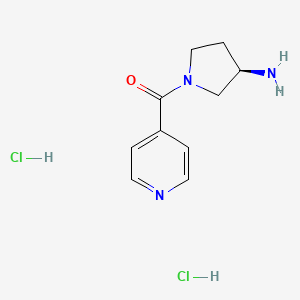 molecular formula C10H15Cl2N3O B2626534 (R)-(3-Aminopyrrolidin-1-yl)(pyridin-4-yl)methanone dihydrochloride CAS No. 1286208-45-4