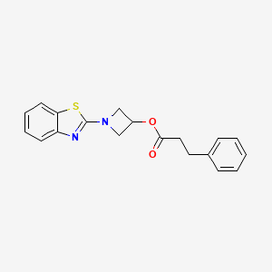 molecular formula C19H18N2O2S B2626538 1-(苯并[d]噻唑-2-基)氮杂环丁-3-基 3-苯基丙酸酯 CAS No. 1396858-74-4