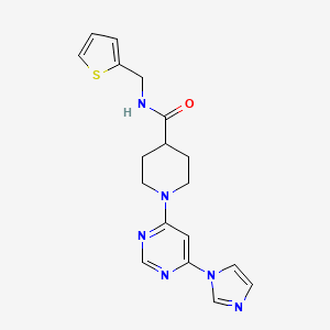 molecular formula C18H20N6OS B2626540 1-(6-(1H-咪唑-1-基)嘧啶-4-基)-N-(噻吩-2-基甲基)哌啶-4-甲酰胺 CAS No. 1351619-87-8