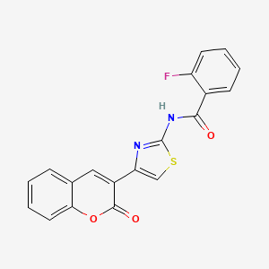 molecular formula C19H11FN2O3S B2626546 2-fluoro-N-(4-(2-oxo-2H-chromen-3-yl)thiazol-2-yl)benzamide CAS No. 313469-99-7