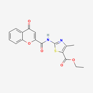 molecular formula C17H14N2O5S B2626553 ethyl 4-methyl-2-{[(4-oxo-4H-chromen-2-yl)carbonyl]amino}-1,3-thiazole-5-carboxylate CAS No. 307544-41-8