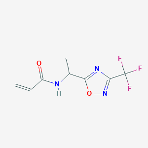 molecular formula C8H8F3N3O2 B2626569 N-{1-[3-(trifluoromethyl)-1,2,4-oxadiazol-5-yl]ethyl}prop-2-enamide CAS No. 2094852-76-1