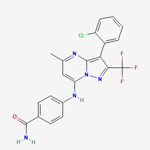 4-{[3-(2-Chlorophenyl)-5-methyl-2-(trifluoromethyl)pyrazolo[1,5-a]pyrimidin-7-yl]amino}benzamide