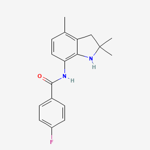 4-fluoro-N-(2,2,4-trimethyl-2,3-dihydro-1H-indol-7-yl)benzamide