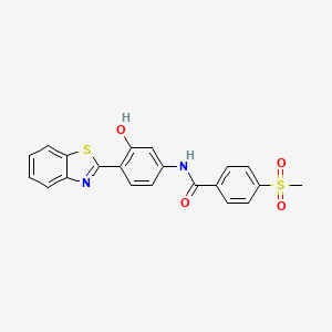 molecular formula C21H16N2O4S2 B2626587 N-(4-(benzo[d]thiazol-2-yl)-3-hydroxyphenyl)-4-(methylsulfonyl)benzamide CAS No. 896337-86-3