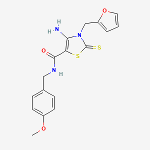 molecular formula C17H17N3O3S2 B2626594 4-氨基-3-(呋喃-2-基甲基)-N-(4-甲氧基苄基)-2-硫代-2,3-二氢噻唑-5-甲酰胺 CAS No. 946355-88-0