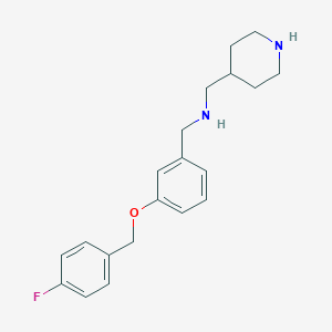 molecular formula C20H25FN2O B262660 N-{3-[(4-fluorobenzyl)oxy]benzyl}-N-(4-piperidinylmethyl)amine 