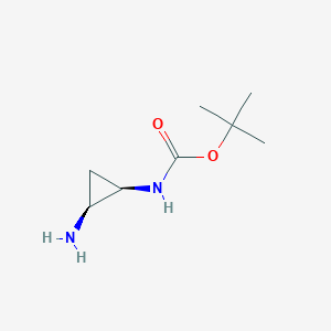 molecular formula C8H16N2O2 B2626600 tert-Butyl ((1R,2S)-2-aminocyclopropyl)carbamate CAS No. 265988-00-9