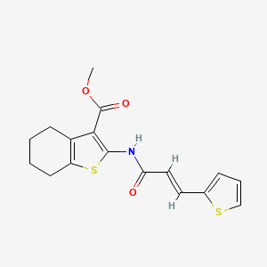 molecular formula C17H17NO3S2 B2626603 (E)-methyl 2-(3-(thiophen-2-yl)acrylamido)-4,5,6,7-tetrahydrobenzo[b]thiophene-3-carboxylate CAS No. 524731-27-9